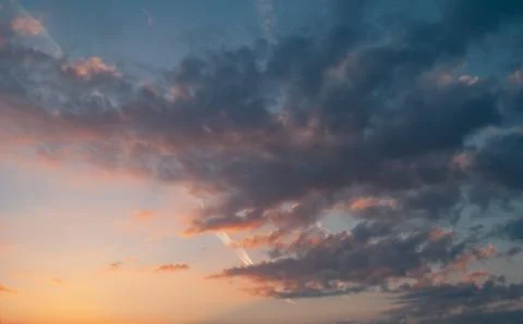 Sky background at sunset, dramatic summer sunset, Stock Photos