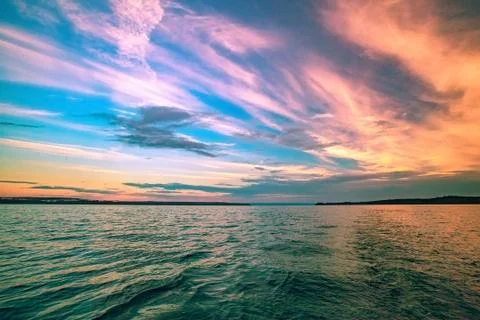 Sky background on sunset. Nature composition Stock Photos