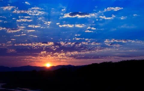 Sky background on sunset. Stock Photos