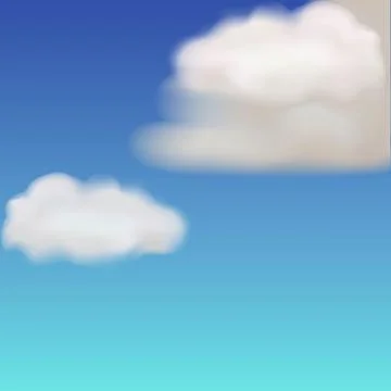 Sky background with white and gray clouds. Realistic vector illustration. Illustrazione stock