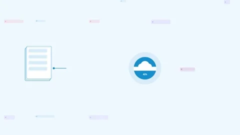 Sky Backup Data Secure Cloud Protection Flat Design Loop Stock Footage 342605221