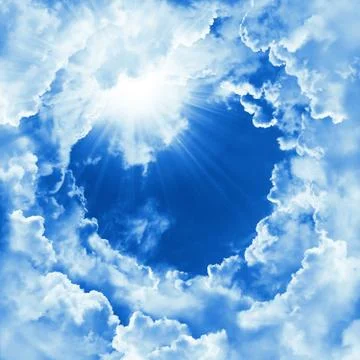 Sky with beautiful cloud and sunshine. Religion concept heavenly sky background Stock Illustration