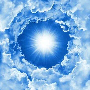 Sky with beautiful cloud and sunshine. Religion concept heavenly sky background Stock Illustration