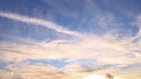 Sky in beautiful clouds at sunset in winter. Cirrus clouds Stock Footage 257455742