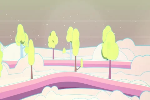 Sky berry dusk dreamy floating forest commercial background scene with bottom cl 스톡 동영상 339314982