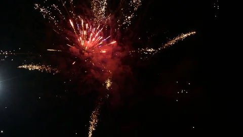 In the sky big fireworks explode Stock Footage 91491571