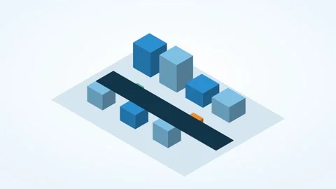 Sky blue and orange isometric last mile delivery animation, seamless loop Stock Footage 346258068