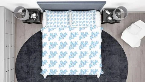 Sky Blue Bed Designs with Patterns and Nice Backgrounds Stock Photos