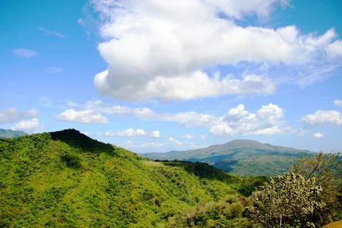 The sky is blue with clouds in the background Stock Photos