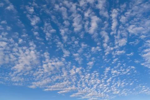 Sky blue clouds background in texture. Soft white sky cloud texture on back.. 库存照片