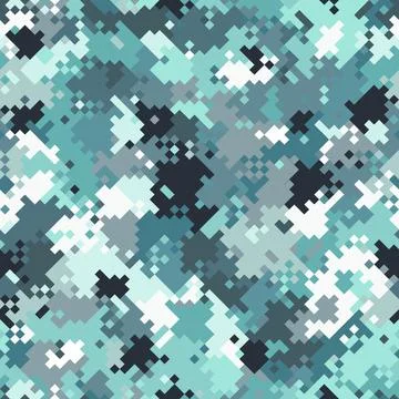 Sky blue colors seamless pattern camouflage background of pixel spots イラスト素材