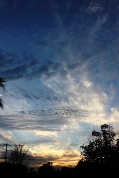 The sky is blue with a few clouds Stock Photos