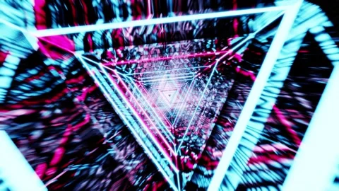 Sky blue with pink red waved triangle VJ loop tunnel background0001-0240 Stock Footage 343863754