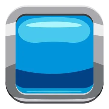 Sky blue square button icon, cartoon style Illustrazione stock