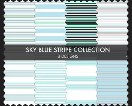 Sky Blue Stripe Seamless Pattern Collection イラスト素材