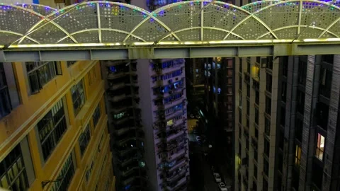 Sky bridge erected across between the skyscrapers in Chongqing Stock Footage 146667989