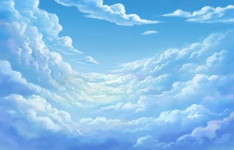 The sky is bright day, the clouds look beautiful. Stock Illustration