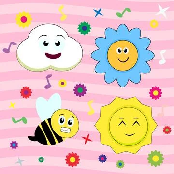Sky cartoon flat color Stock Illustration