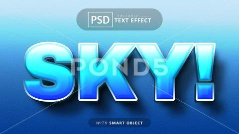 Sky cartoon text effect PSD Template