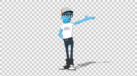 Sky Casual 'Gesture High Screen Right' Connectable Character Animation Stock Footage 52129643