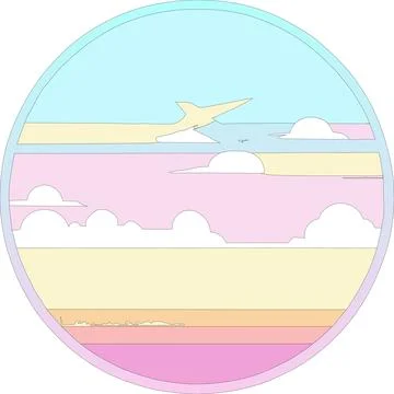 Sky circle window clouds climate space soft multicolored horizontal vector 库存插图