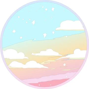 Sky circle window clouds daylight sweet dream colors soft pink yellow vector 스톡 일러스트