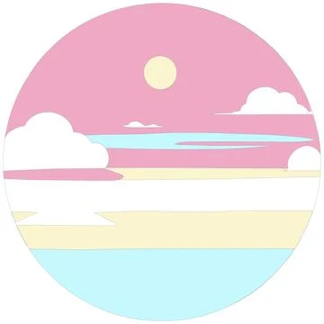 Sky circle window ocean sea beach clouds climate day pastel colors vector 库存插图