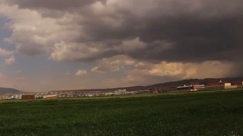 The sky is clear on one side and on the other side the sky is overcast Stock Footage 157364754