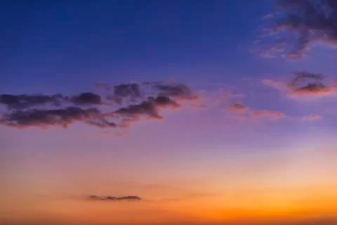 Sky with cloud and sun ray yellow and blue color background. With copy space  Stock Photos