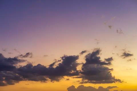 Sky with cloud and sun ray yellow and blue color background. With copy space  Stock Photos