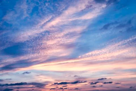 Sky with cloud and sun ray yellow and blue color background. With copy space  Stock Photos