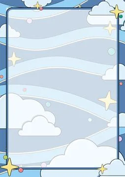 Sky with Cloud Background Border Frame Template 스톡 일러스트