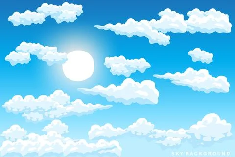 Sky Cloud Background Design Illustration Template Vector Decor Banner And P.. Ilustración de archivo