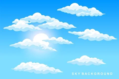 Sky Cloud Background Design Illustration Template Vector Decor Banner And P.. 스톡 일러스트