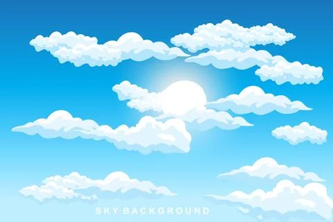Sky Cloud Background Design Illustration Template Vector Decor Banner And P.. イラスト素材