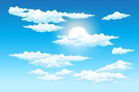 Sky Cloud Background Design Illustration Template Vector Decor Banner And P.. イラスト素材