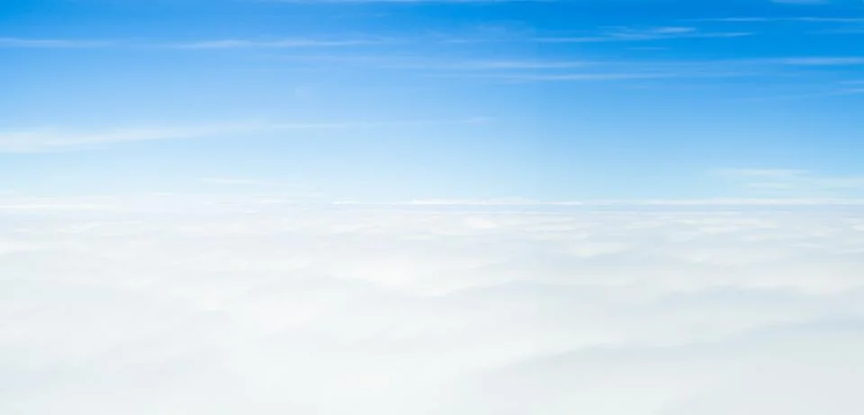 Sky Cloud Background Window Plane View Air White blue Cloudy High Clear Foto stock