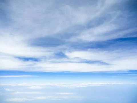 Sky Cloud Background Window Plane Aerial View Air White blue Cloudy High Stock Photos