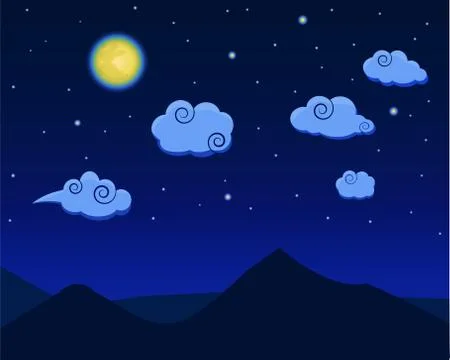 Sky cloud chinese night. Illustrazione stock