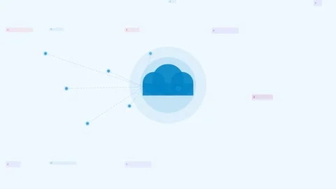 Sky Cloud Storage Data Center Files Flat Design Loop Stock Footage 342605357