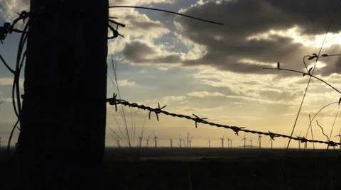 Sky Cloud Sunset Windmills Time Lapse Dolly Stock Footage 33756382