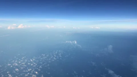 Sky Cloud through aircraft window  Stock Footage 132341744