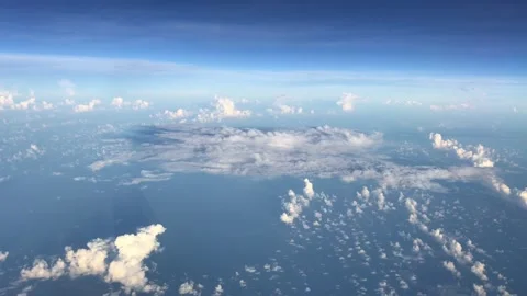 Sky Cloud through aircraft window  Stock Footage 132342118