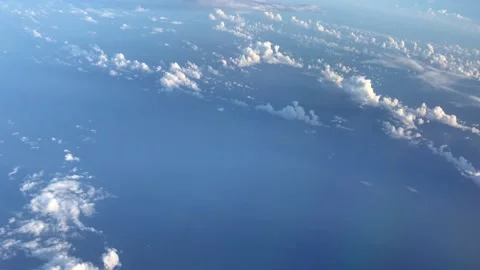 Sky Cloud through aircraft window  Stock Footage 132342121
