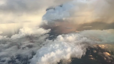 Sky Cloud through aircraft window  Stock Footage 132342387