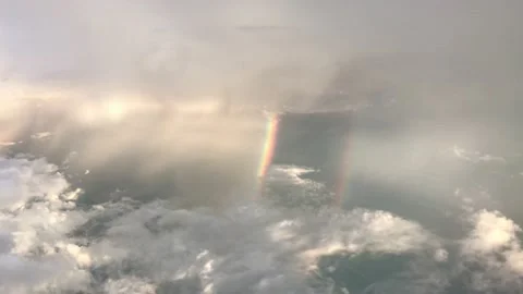 Sky Cloud through aircraft window  Stock Footage 132342407
