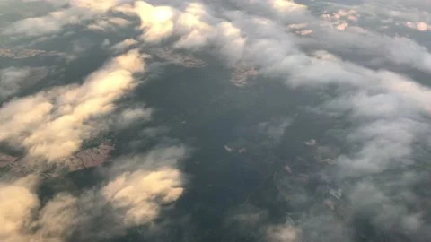 Sky Cloud through aircraft window  Stock Footage 132342408
