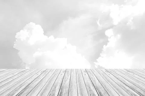Sky cloud with Wood terrace , process in white style Foto stock