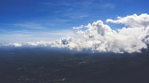 Sky with clouds and blue open air view from above Stock Photos