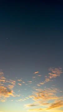 Sky with Clouds and Crescent Moon 스톡 사진